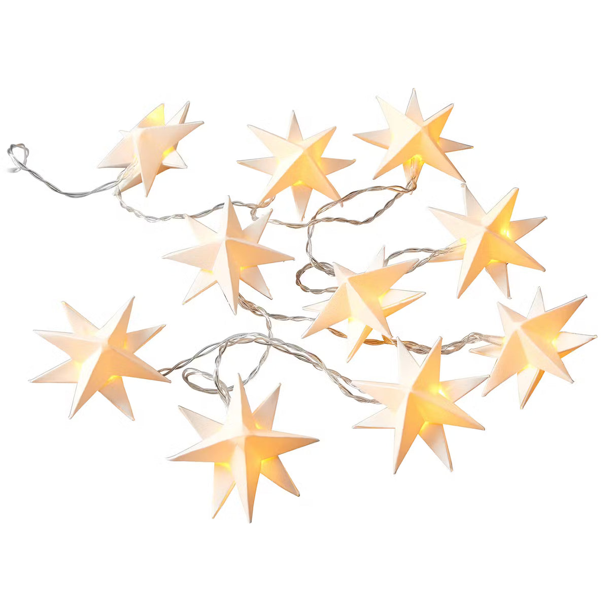 ORIGAMI LED-Lichterkette Sterne - Papier / Polyester PVC - 10-flammig