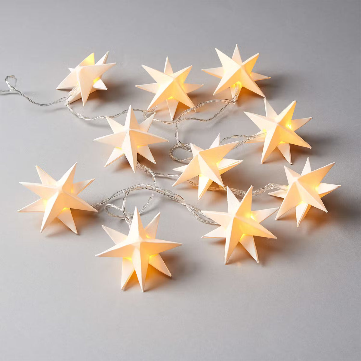 ORIGAMI LED-Lichterkette Sterne - Papier / Polyester PVC - 10-flammig