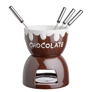 CHOCOLATE LOVE Fondue-Set 6-tlg. - Edelstahl / Porzellan - Braun
