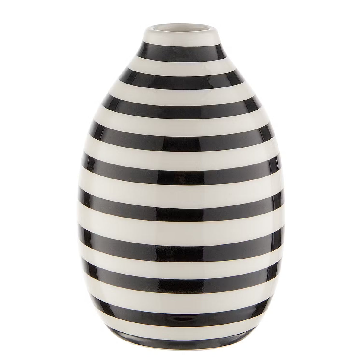 CARO Mini-Vase - Steingut - Schwarz / Weiß