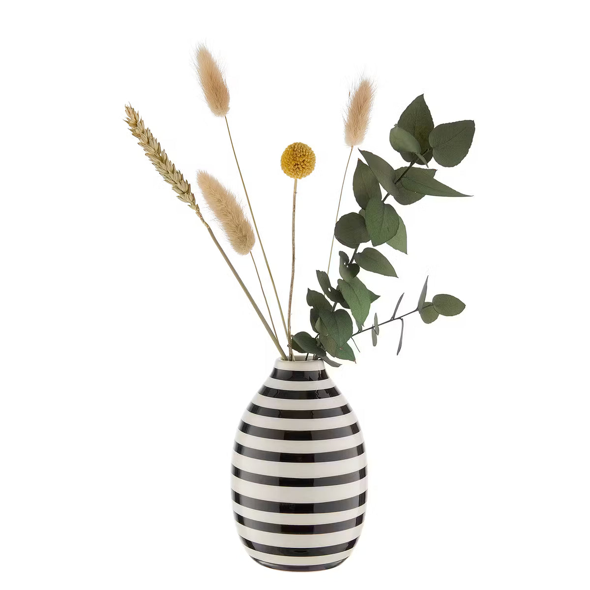 CARO Mini-Vase - Steingut - Schwarz / Weiß