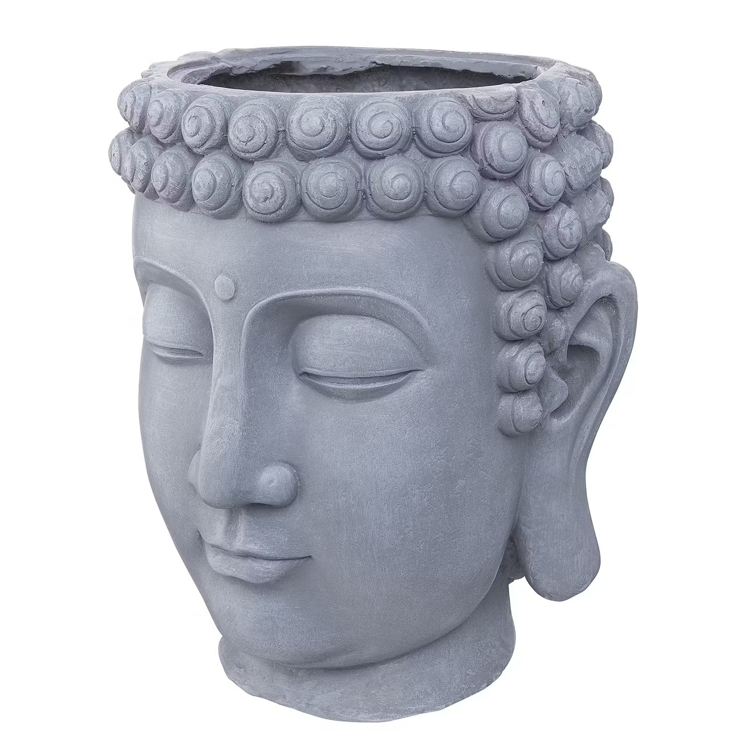 BUDDHA Blumentopf - Polyester - Grau