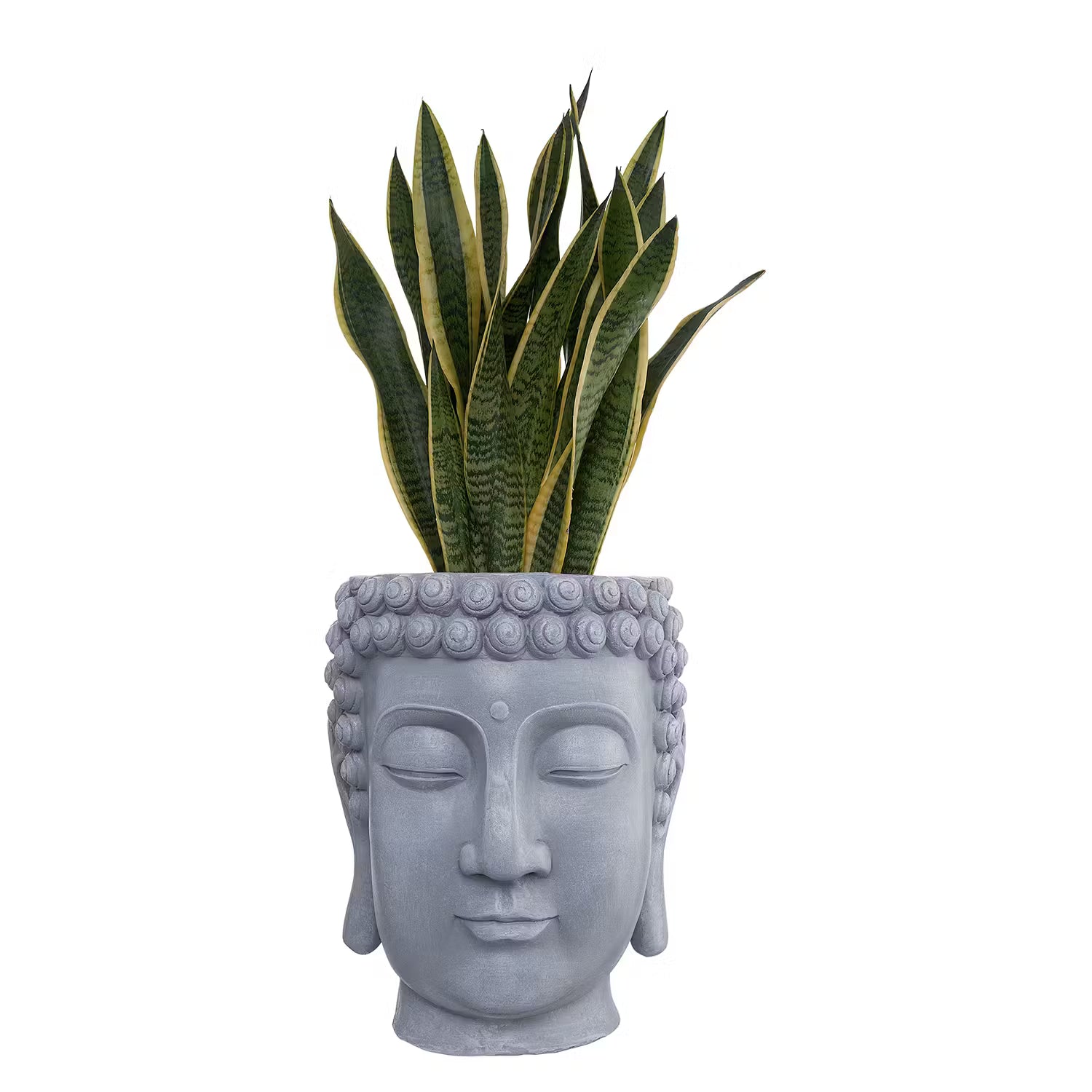 BUDDHA Blumentopf - Polyester - Grau