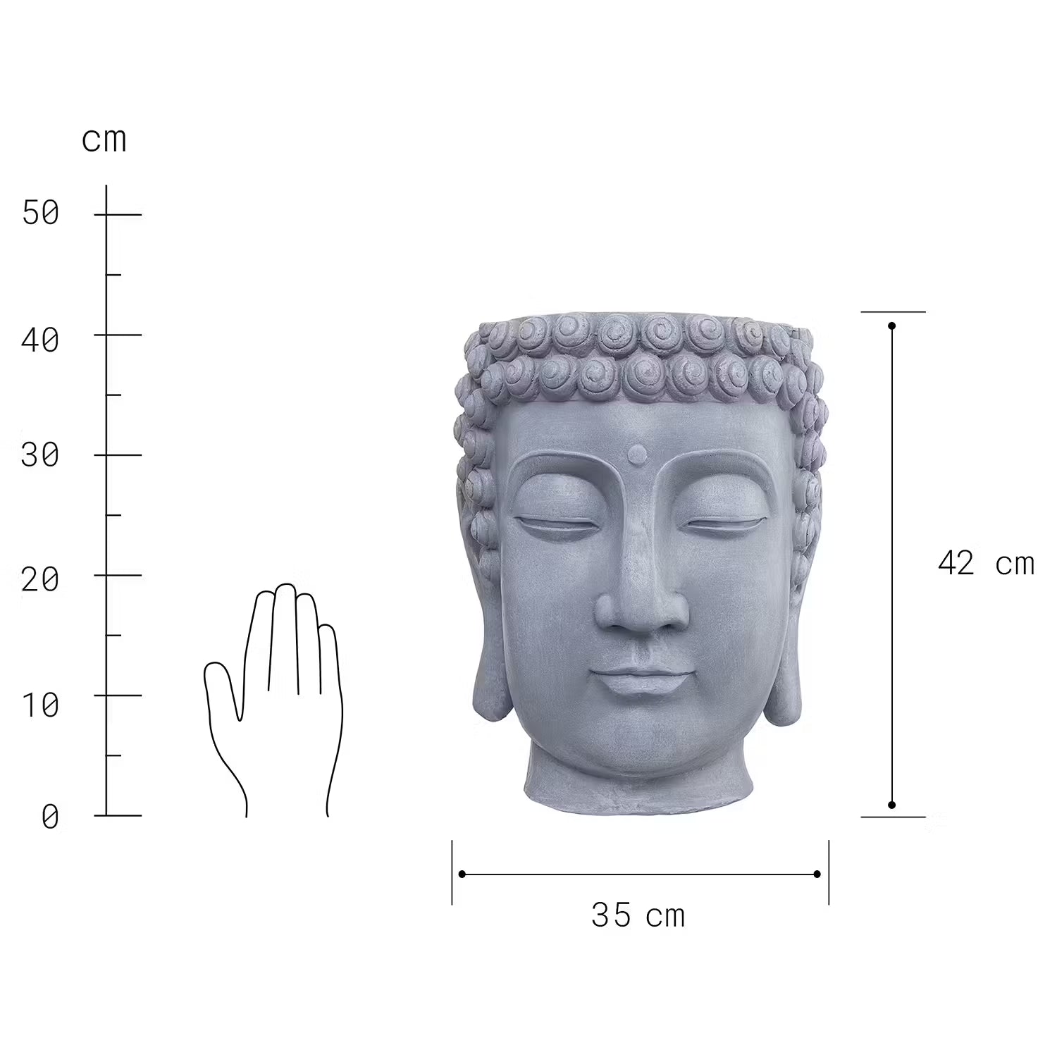 BUDDHA Blumentopf - Polyester - Grau
