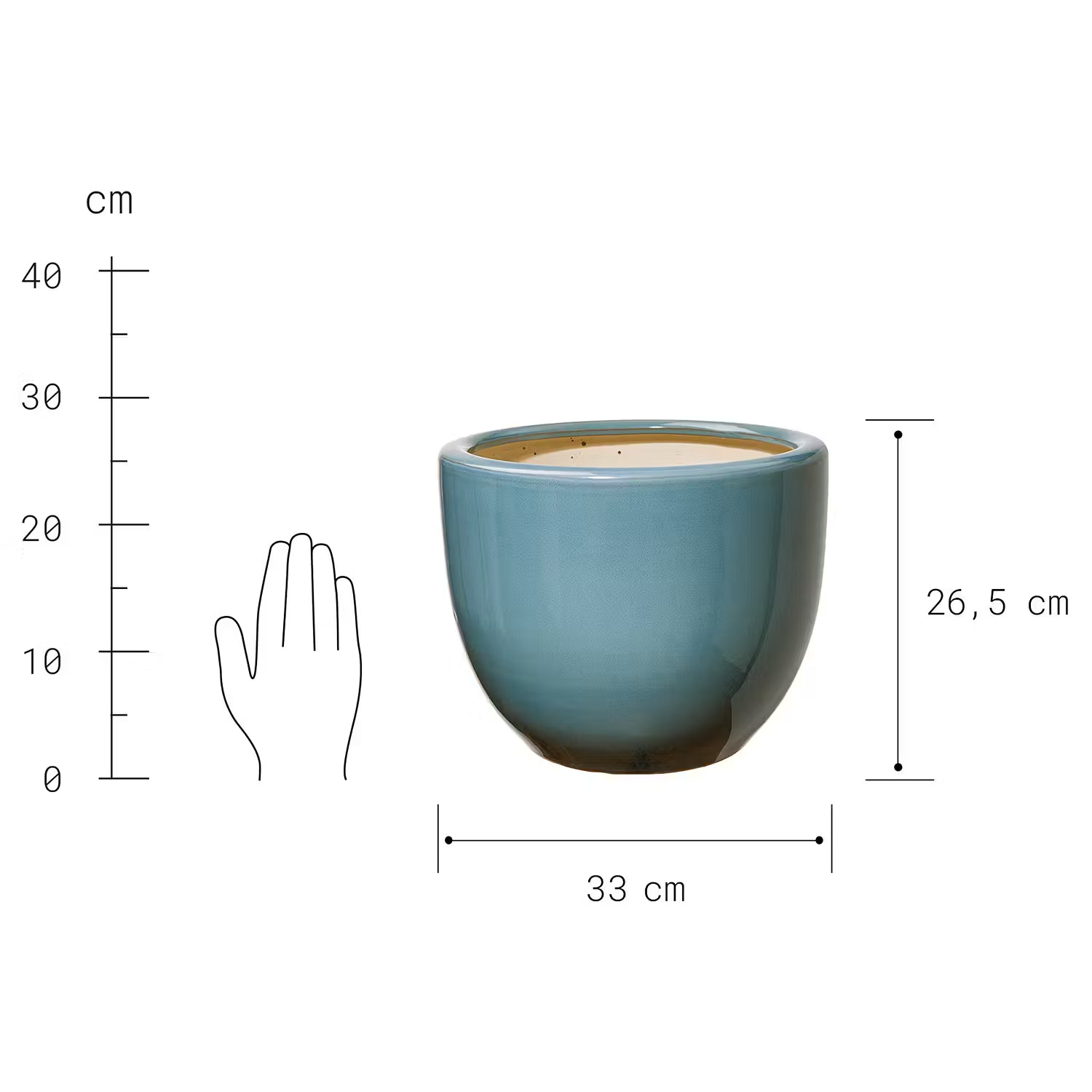 GLAZE Blumentopf - Steingut - Blau