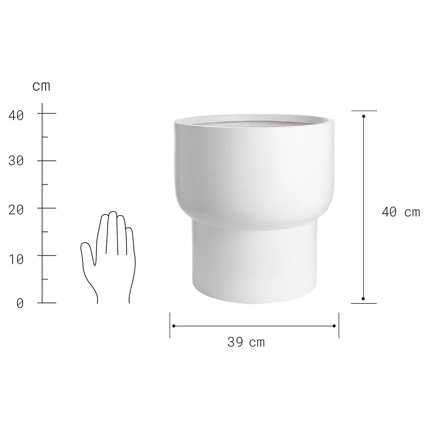LOFT Pflanztopf - Magnesia - Weiß - Durchmesser: 39 cm