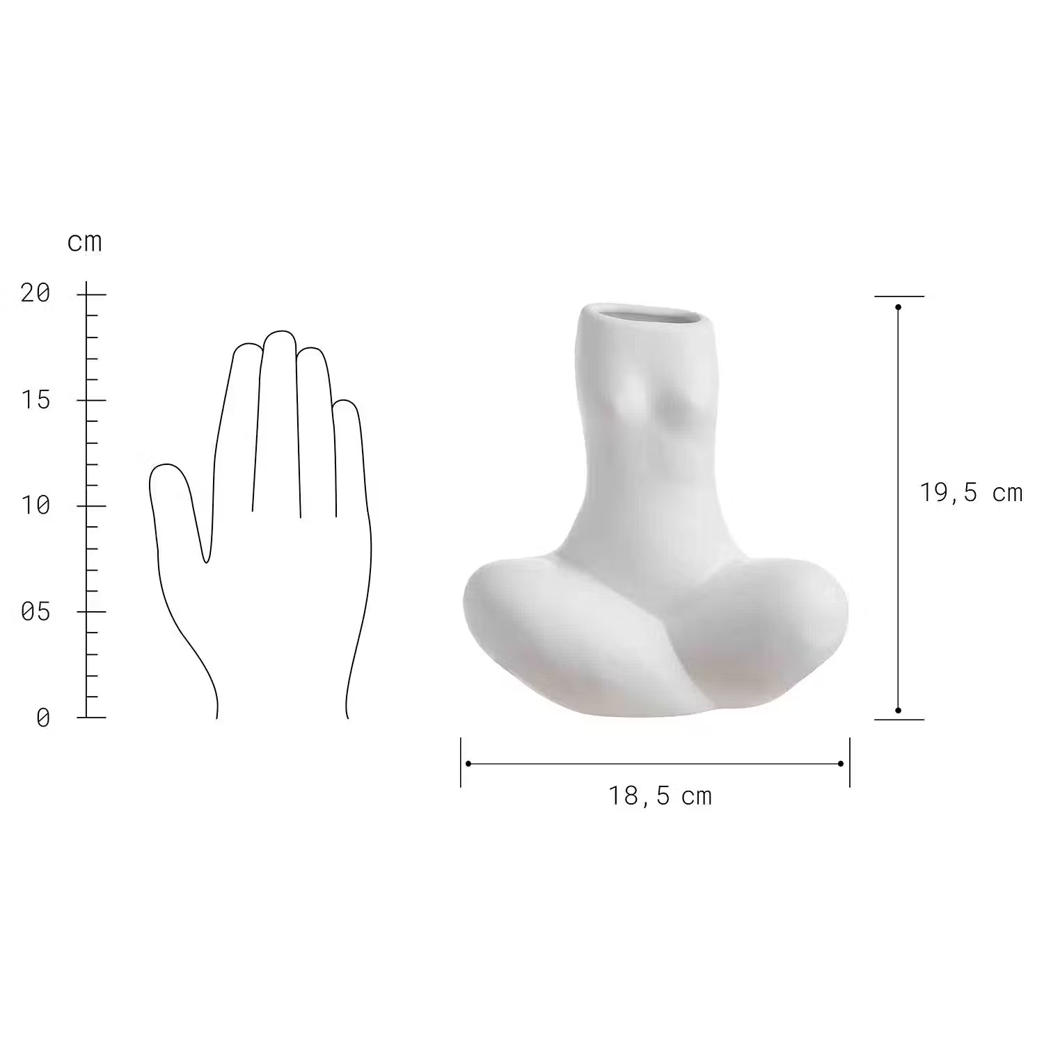 KIM Vase Silhouette sitzend - Steingut - Weiß