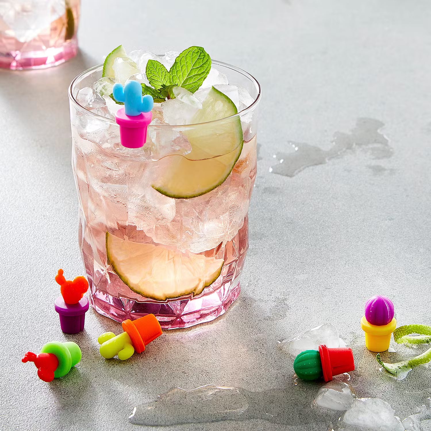 MY DRINK Glasmarker Kaktus 6er-Set - Silikon - Mehrfarbig