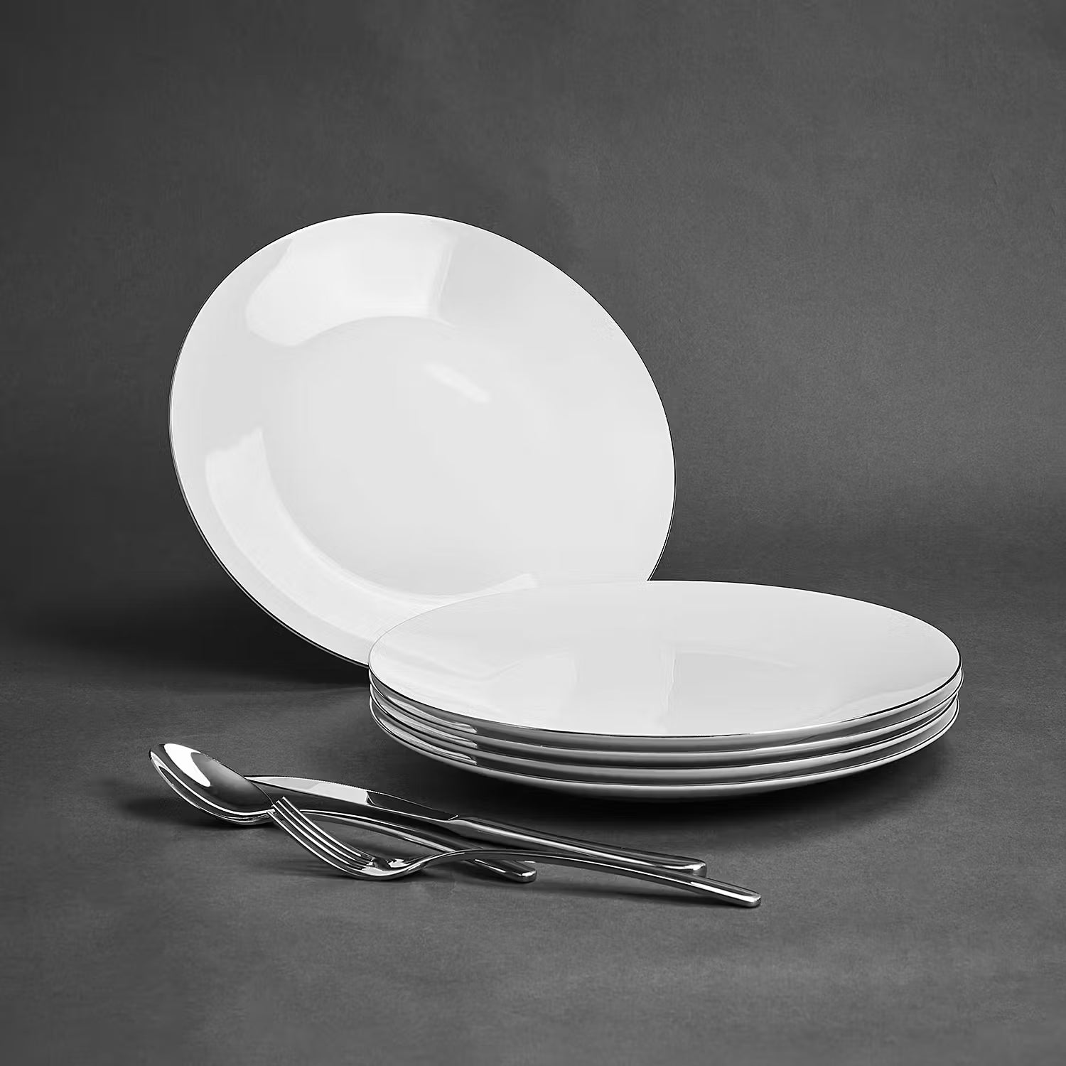 SILVER LINING Teller 6er-Set - Porzellan - Weiß - Durchmesser: 27 cm