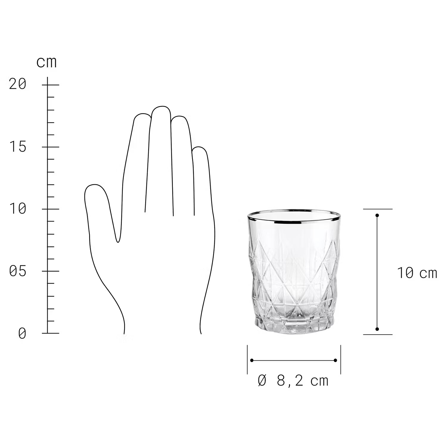 UPSCALE Trinkglas 6er-Set - Klarglas - Silber