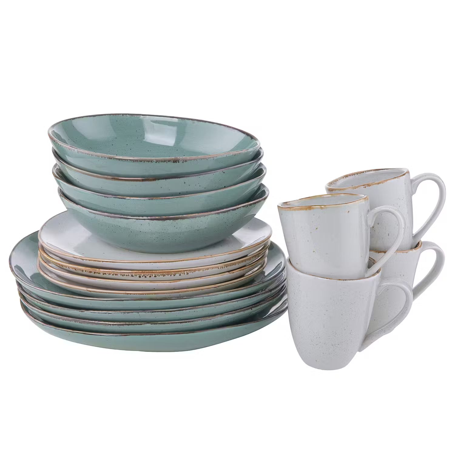 FINCA Geschirr-Set 16-tlg. - Porzellan- Blau / Grau
