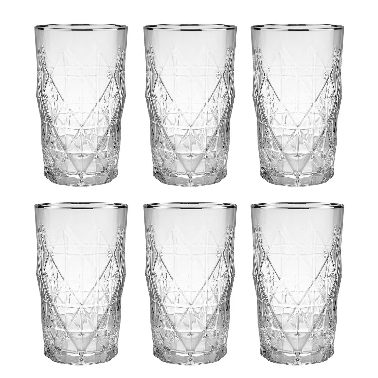 UPSCALE Longdrinkglas 6er-Set - Klarglas - Silber