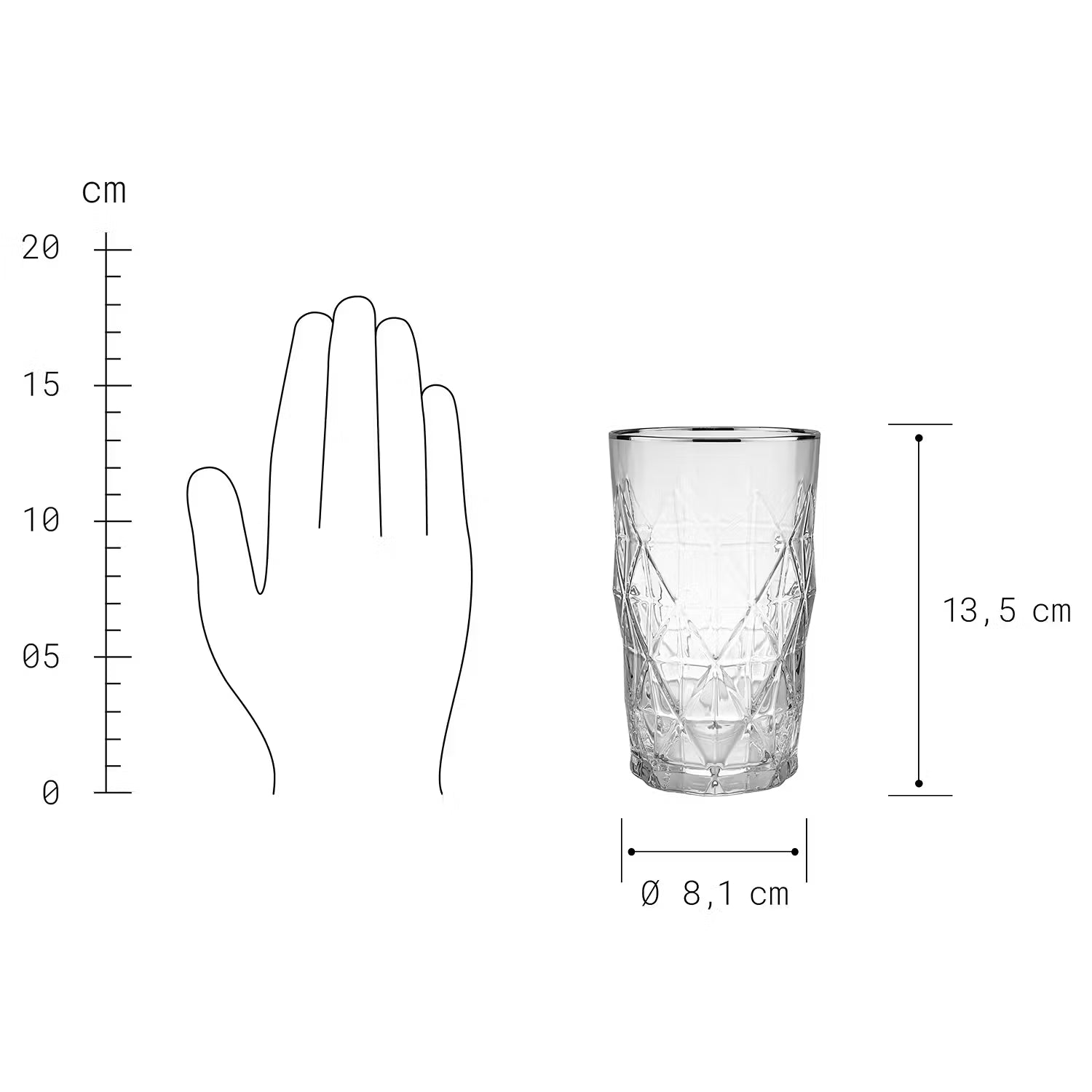 UPSCALE Longdrinkglas 6er-Set - Klarglas - Silber