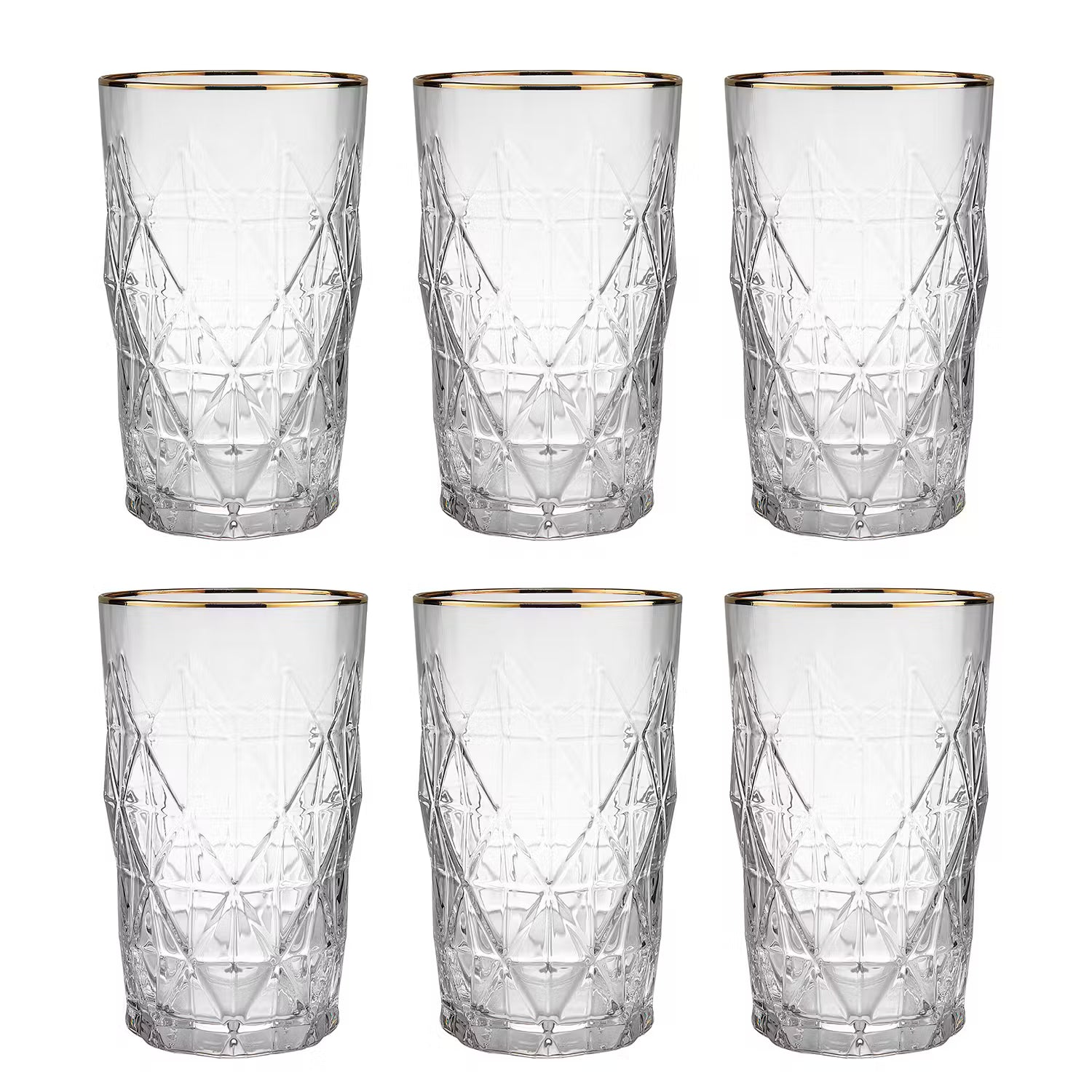 UPSCALE Longdrinkglas 6er-Set - Klarglas - Gold