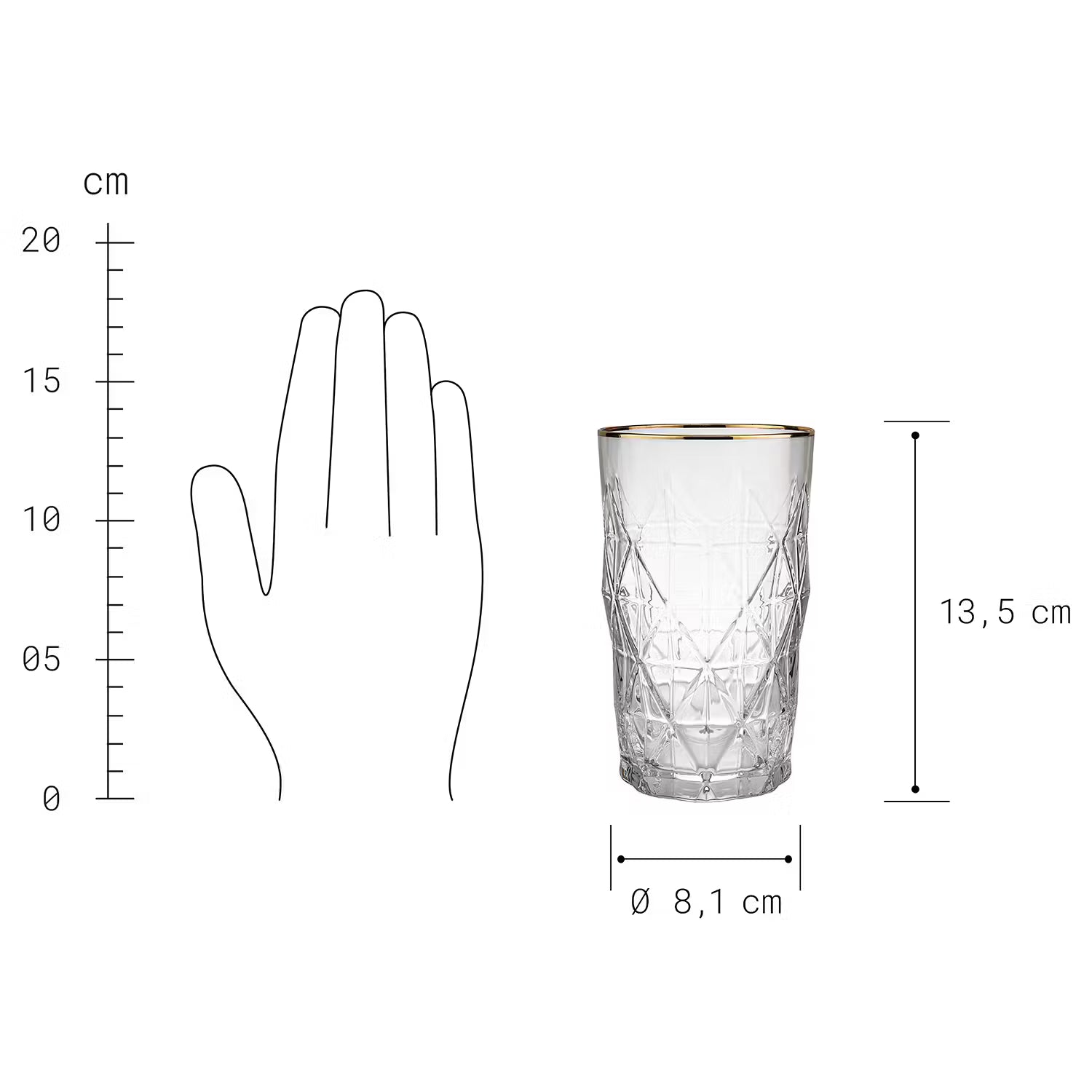 UPSCALE Longdrinkglas 6er-Set - Klarglas - Gold