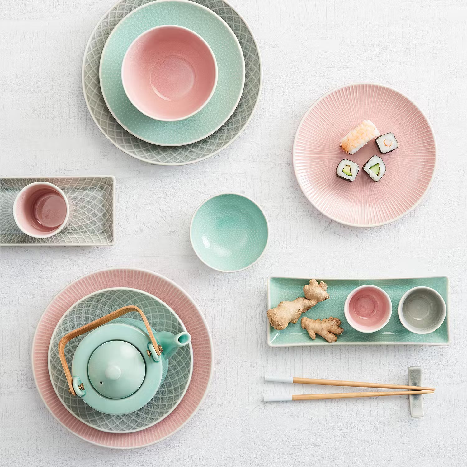 HANAMI Schale 6er-Set - Steingut - Grau