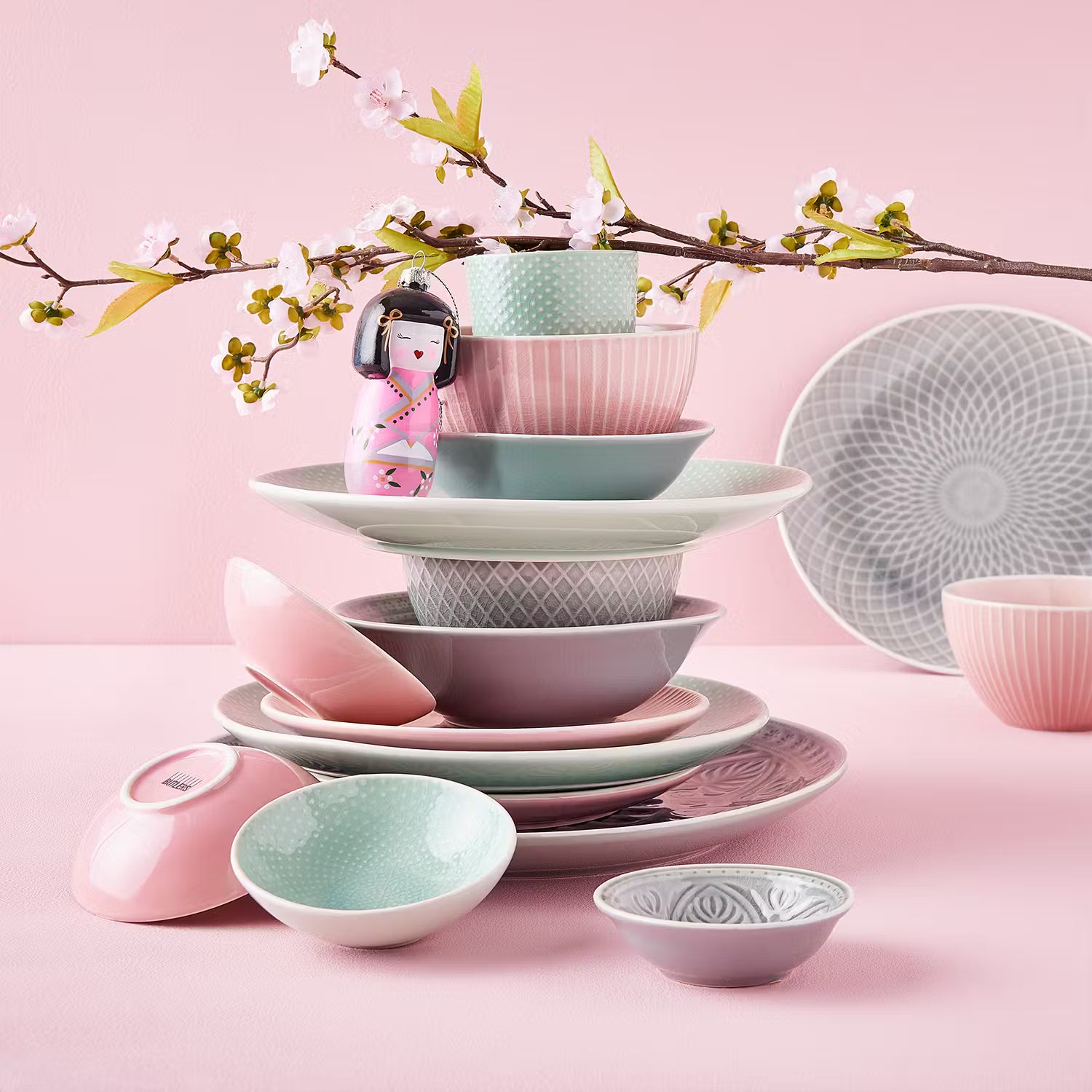 HANAMI Schale 6er-Set - Steingut - Grau