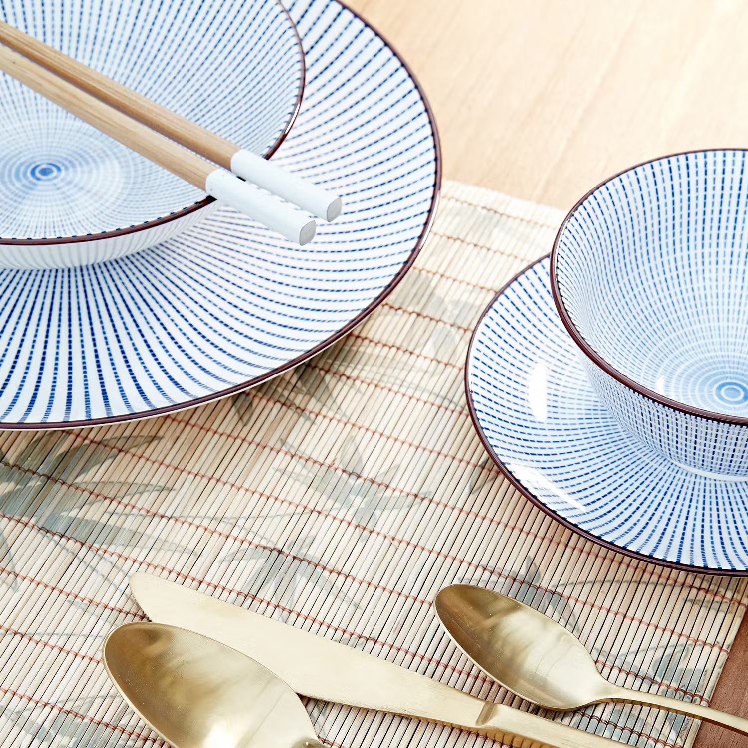 DIM SUM Servierschale 4er-Set - Steingut - Blau / Weiß
