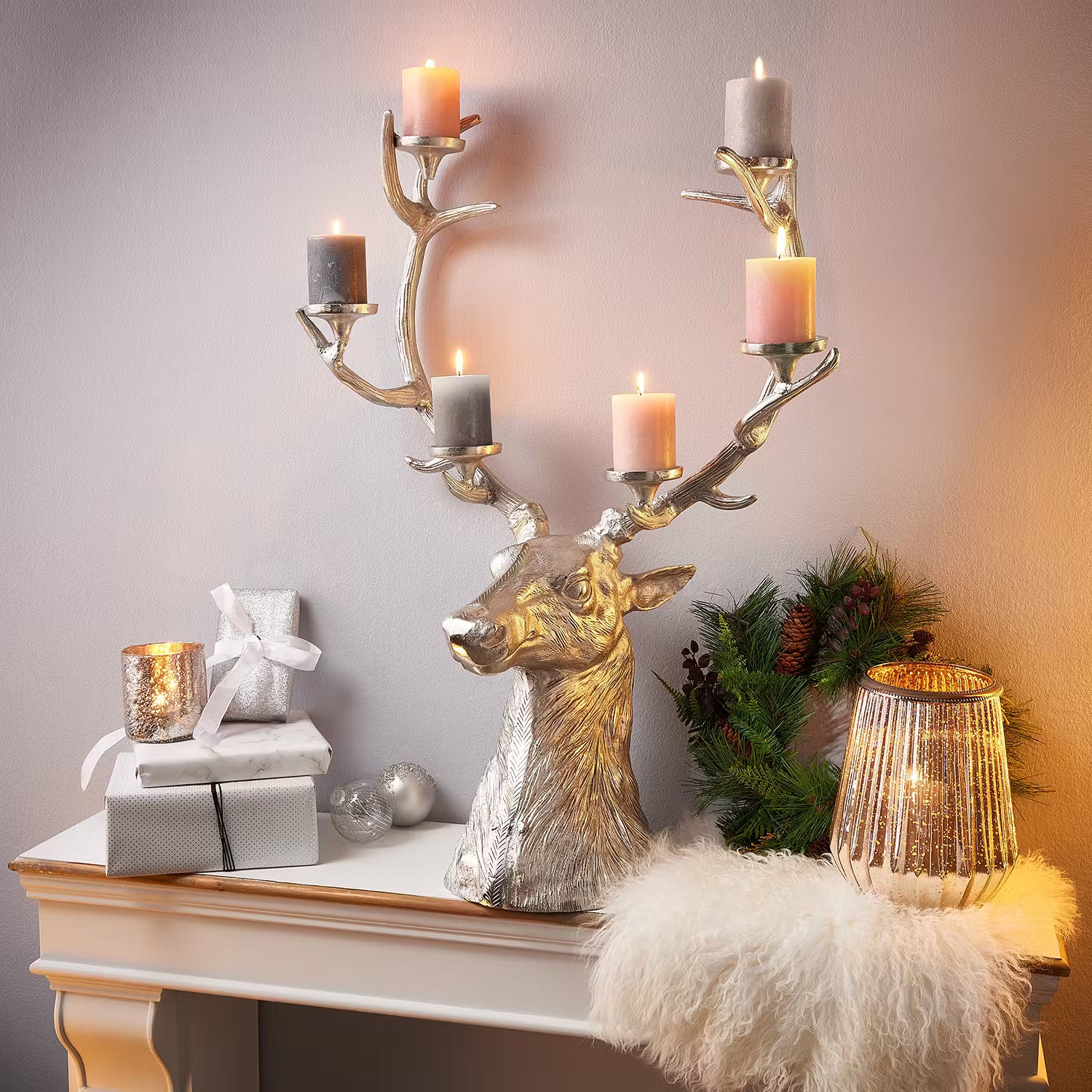 FOREST KING Kerzenhalter - Aluminium - Silber