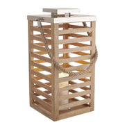 SHORE Laterne - Mangoholz - Braun / Silber - Höhe: 54 cm
