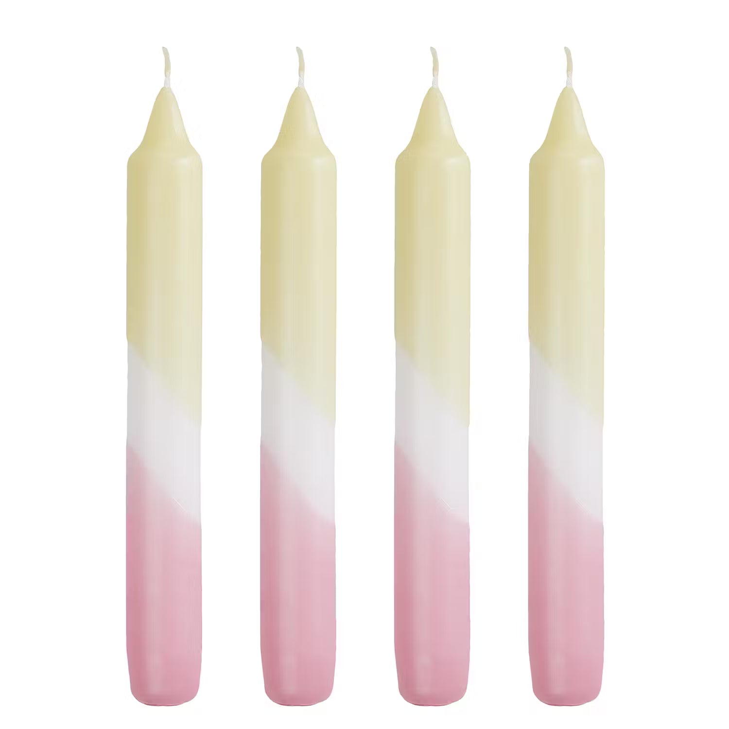 DIP-DYE Stabkerze 4er-Set - Paraffin - Gelb