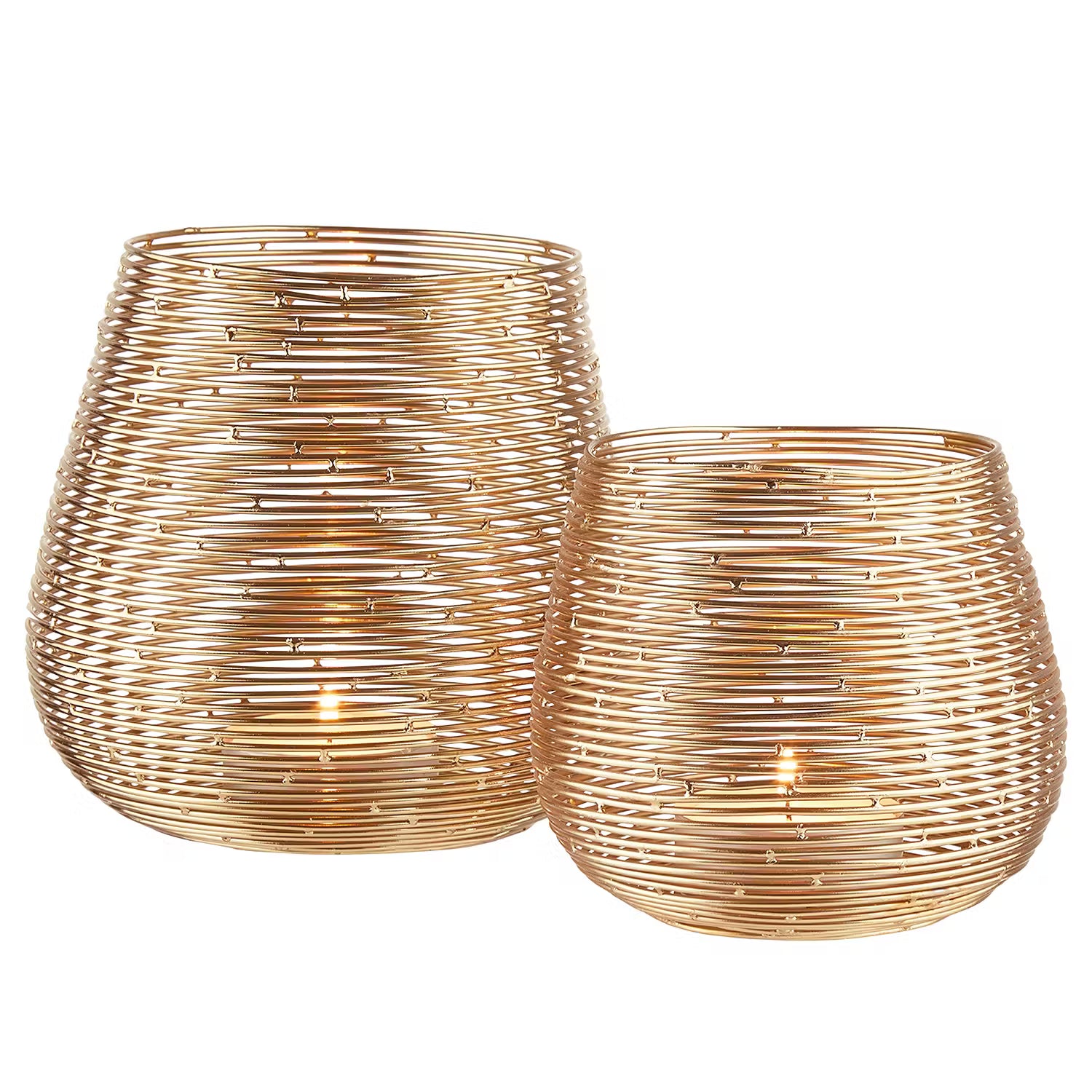 TWINE LIGHT Teelichthalter 2er-Set - Eisen - Gold