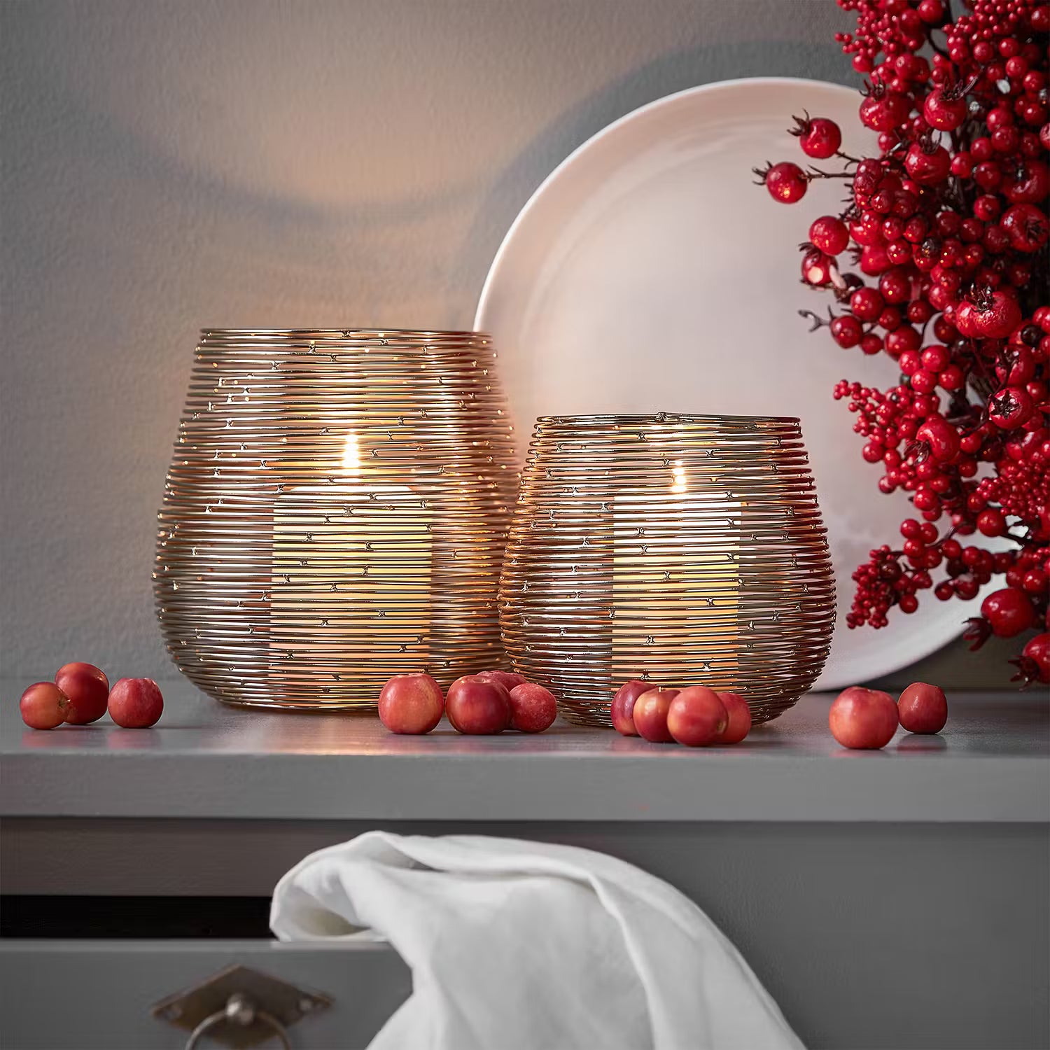 TWINE LIGHT Teelichthalter 2er-Set - Eisen - Gold