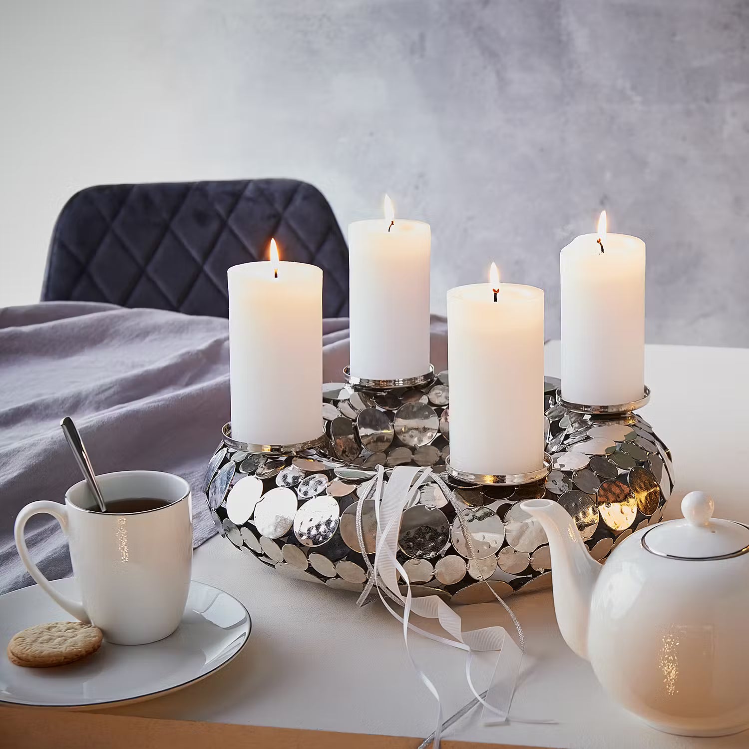 ADVENT Adventskranz - Eisen - Silber