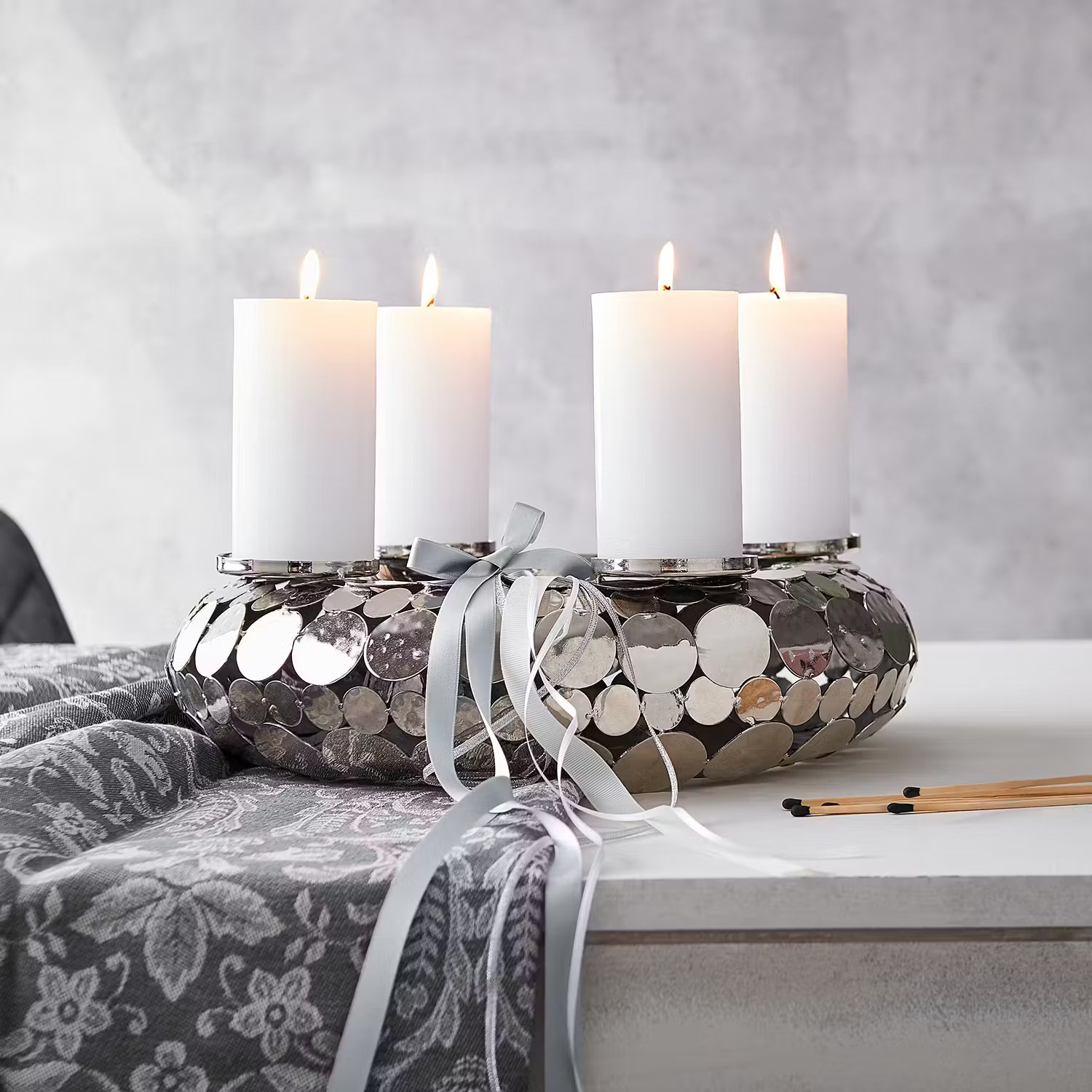 ADVENT Adventskranz - Eisen - Silber