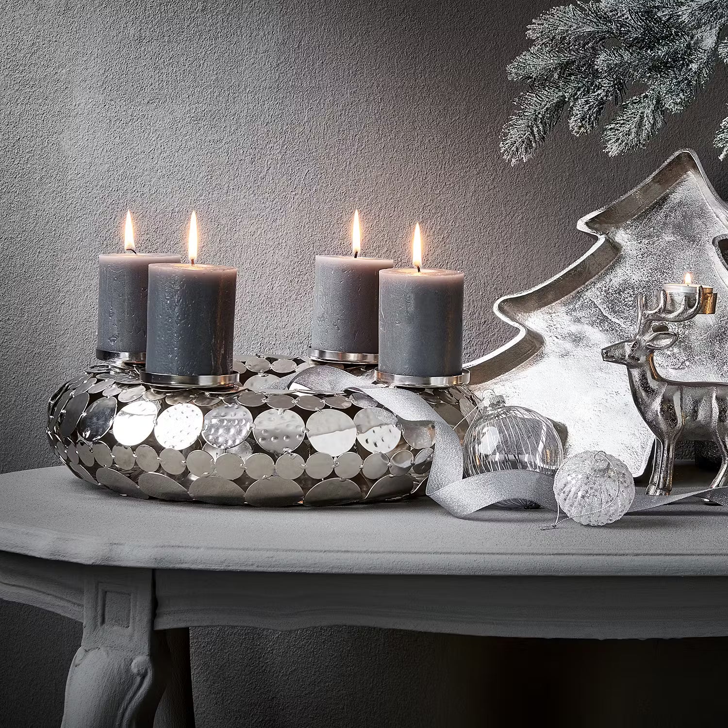 ADVENT Adventskranz - Eisen - Silber