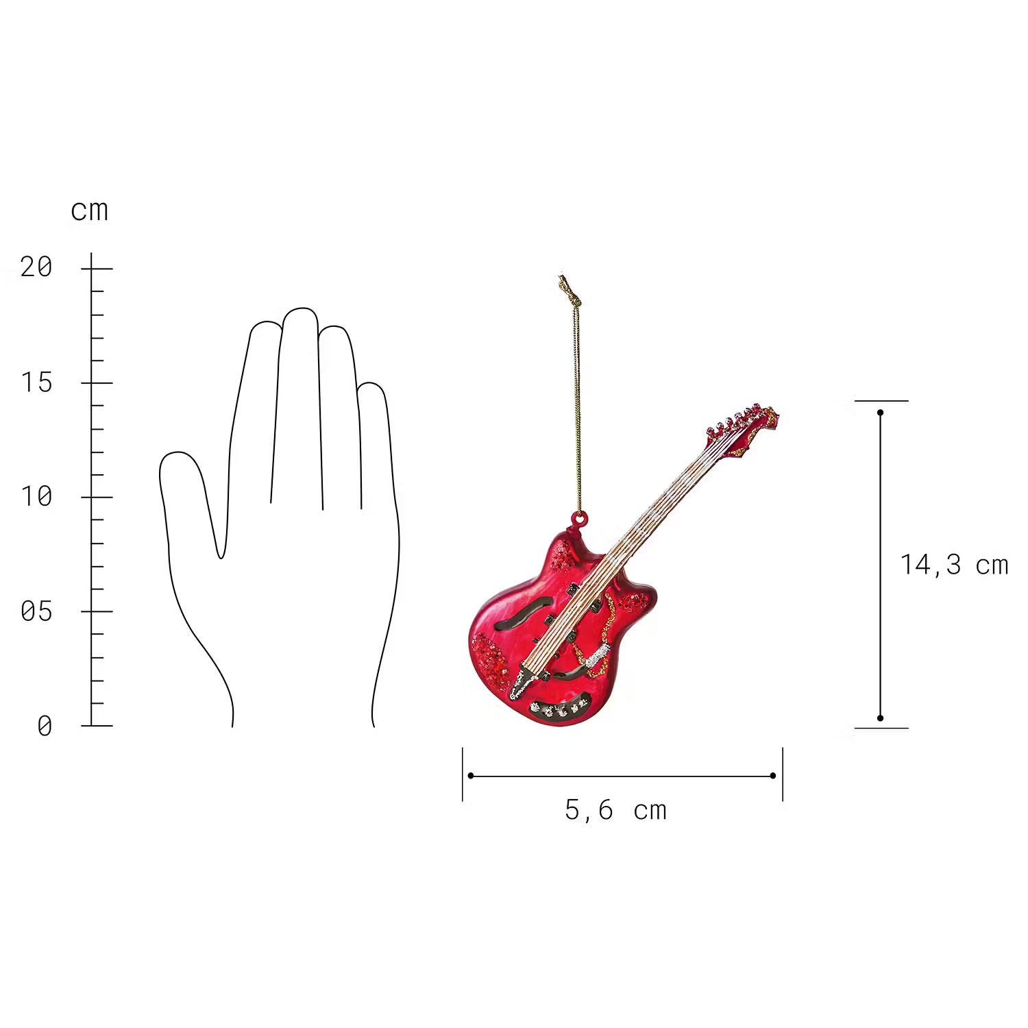 HANG ON Baumanhänger E-Gitarre - Klarglas - Rot