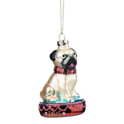 HANG ON Baumanhänger Mops - Klarglas - Creme