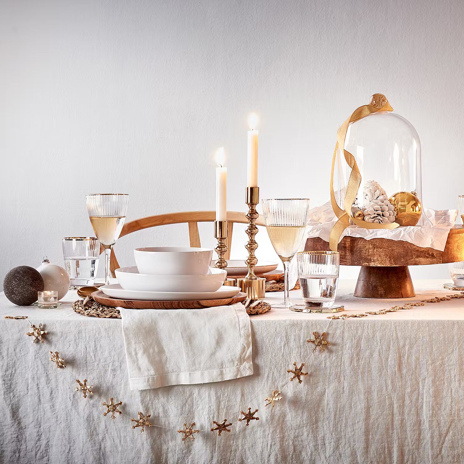 X-MAS Girlande Sterne - Stroh - Natur