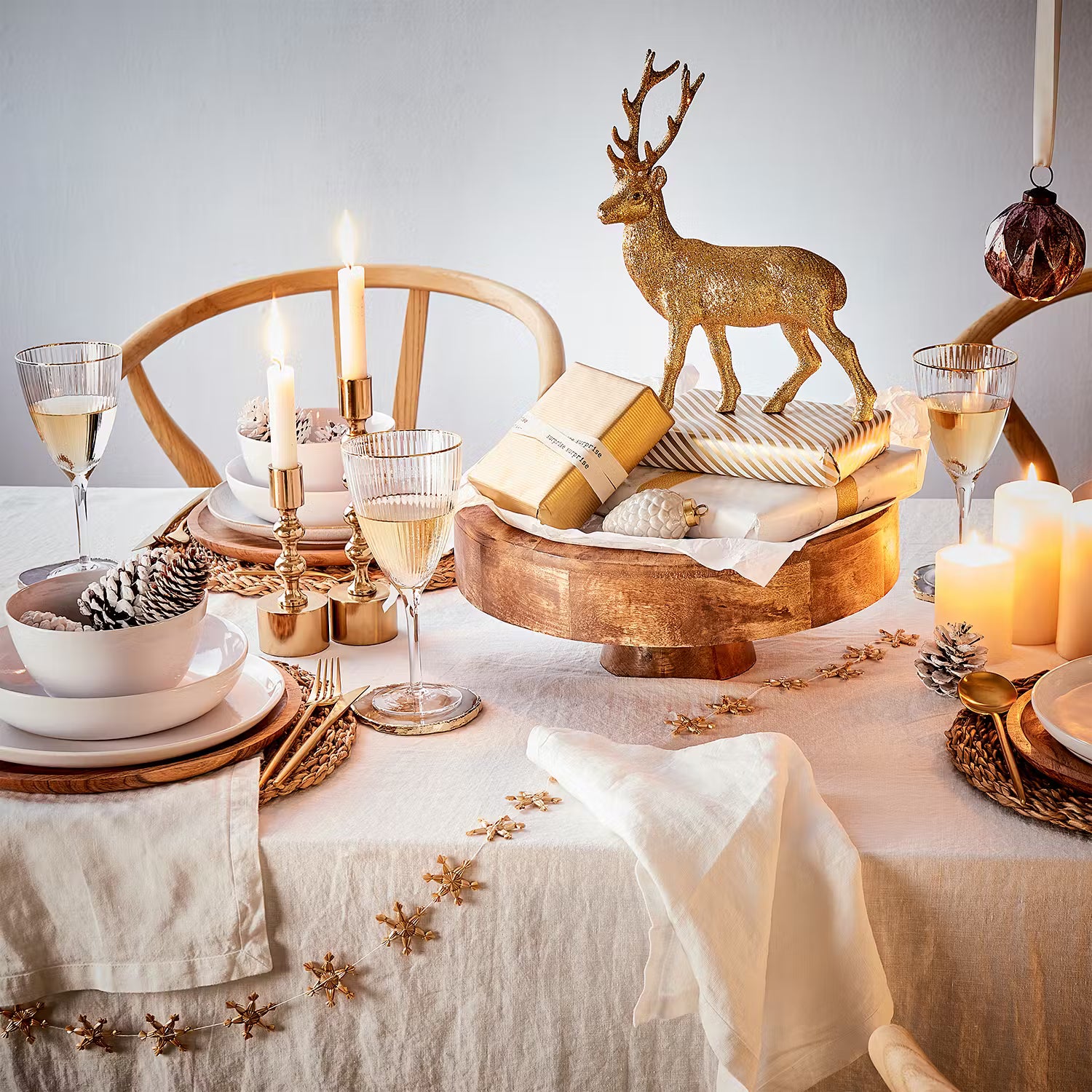 X-MAS Girlande Sterne - Stroh - Natur