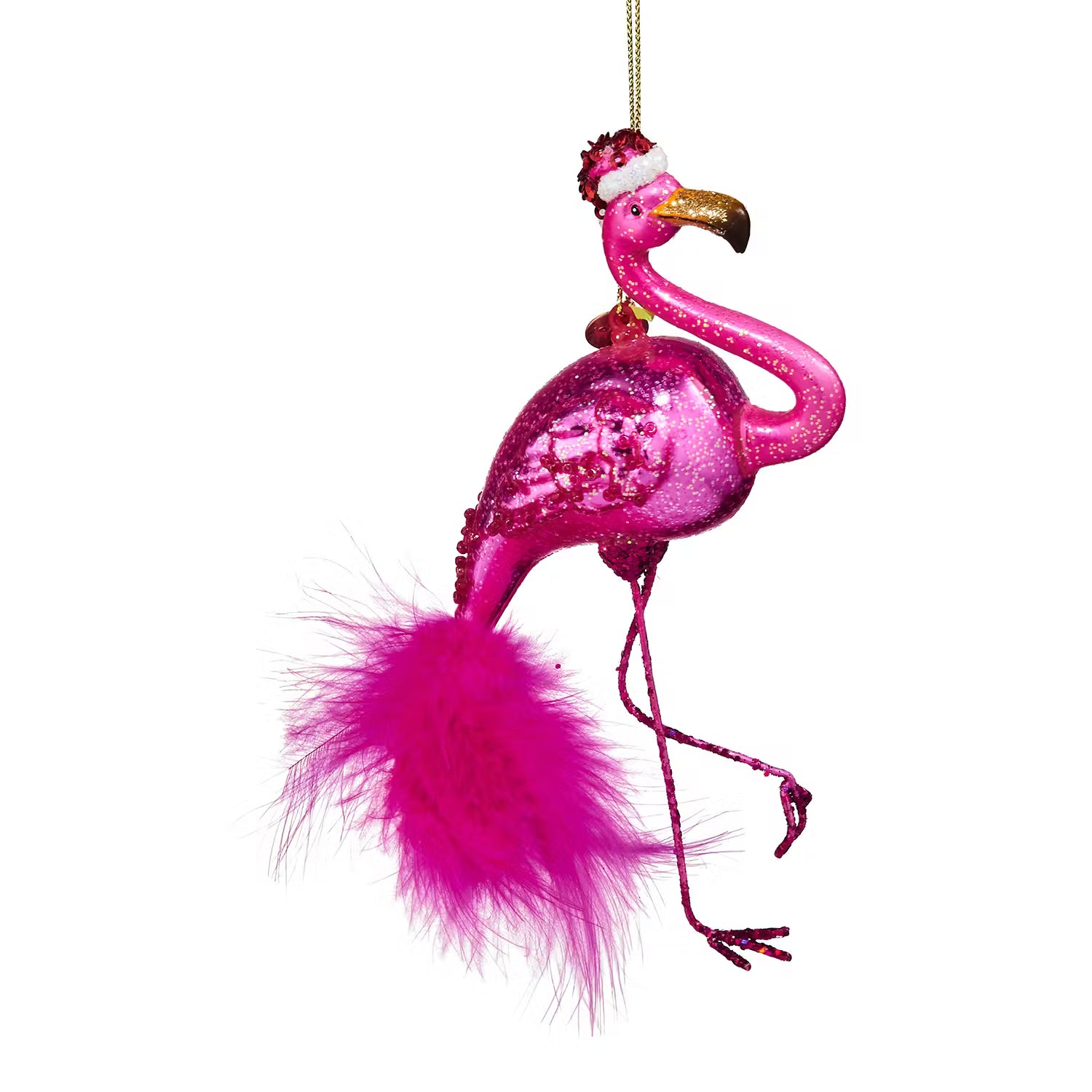 HANG ON Baumanhänger Flamingo m. Mütze - Klarglas - Rosa