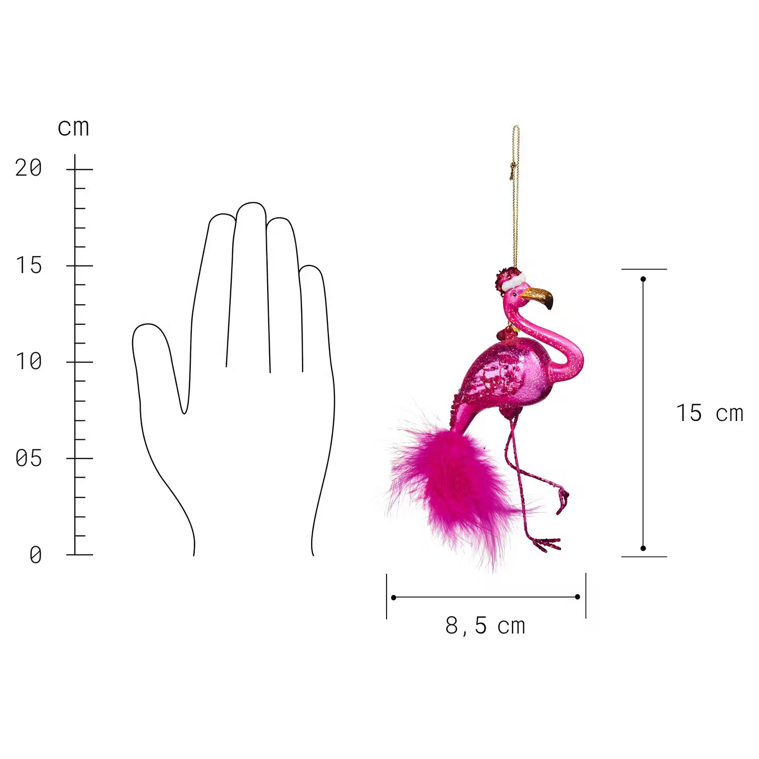 HANG ON Baumanhänger Flamingo m. Mütze - Klarglas - Rosa