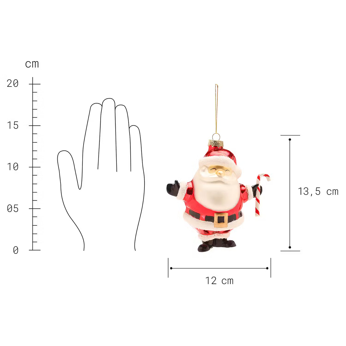HANG ON Baumanhänger Weihnachtsmann - Klarglas - Rot