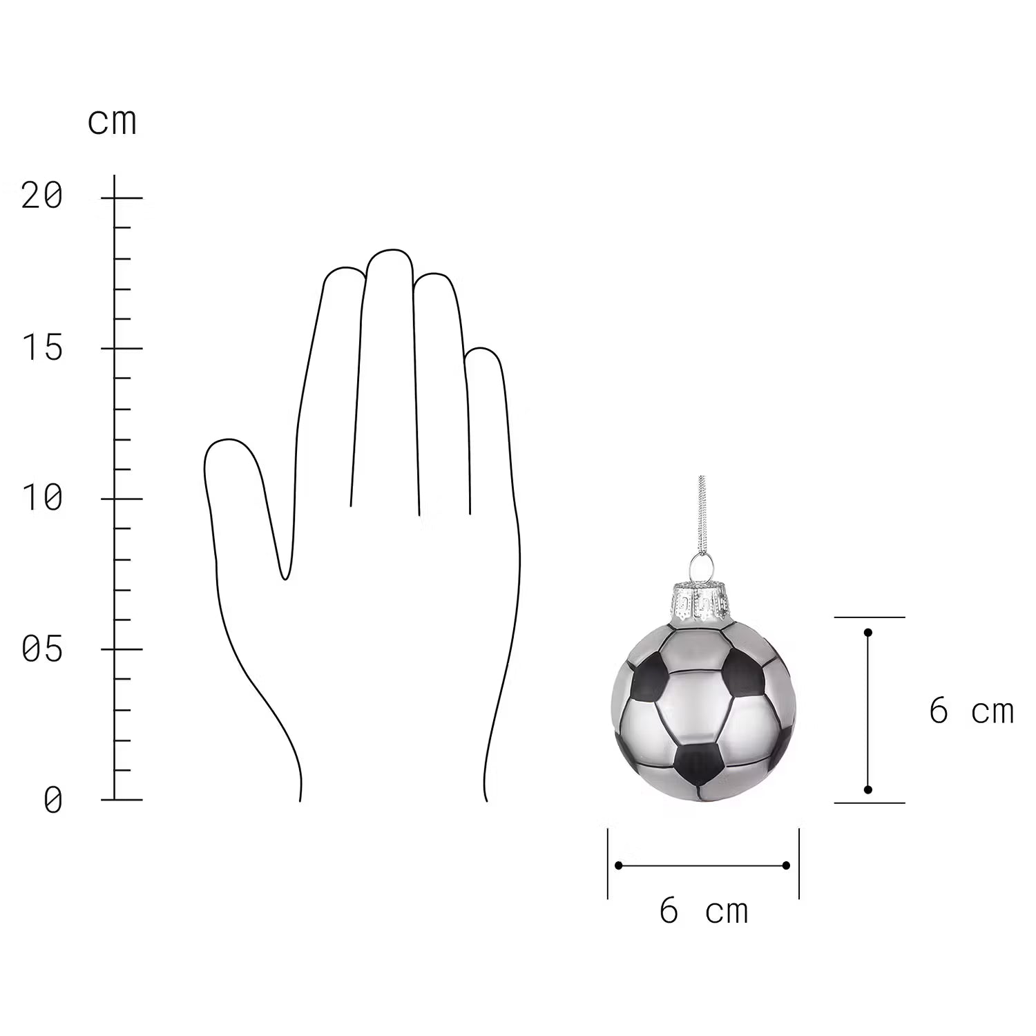 HANG ON Baumhänger Fußball - Klarglas - Schwarz / Weiß