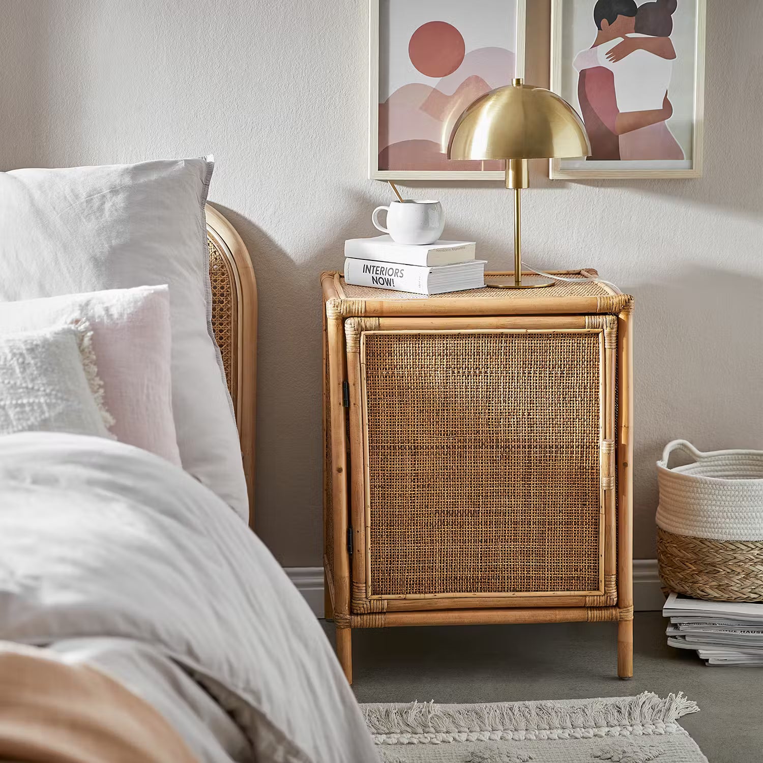 BOHO LOUNGE Nachttisch - Rattan - Natur