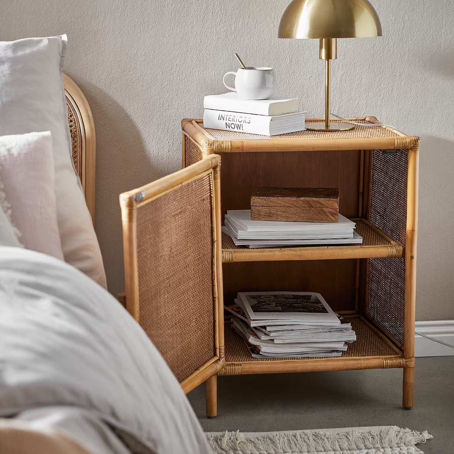 BOHO LOUNGE Nachttisch - Rattan - Natur