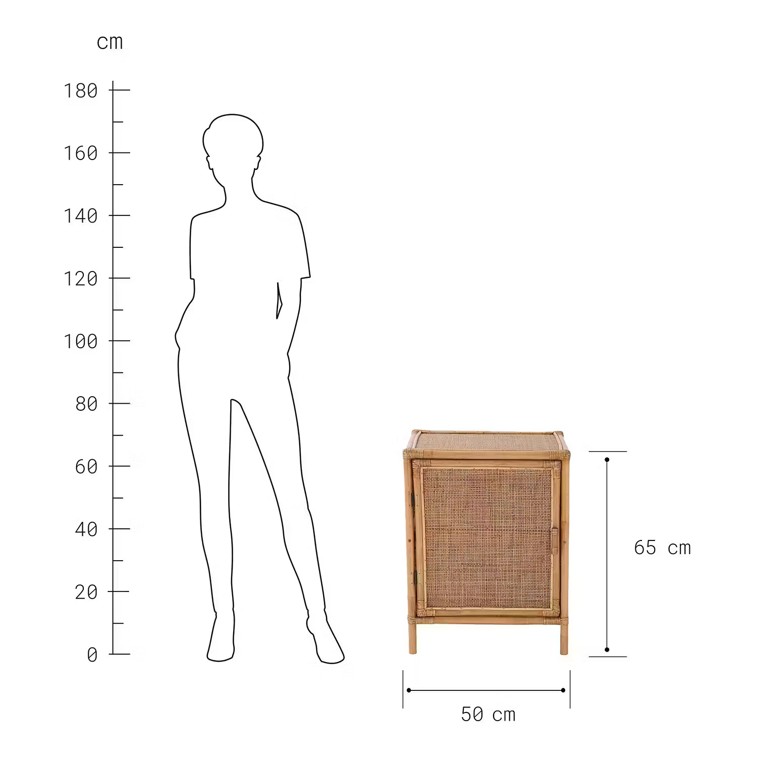 BOHO LOUNGE Nachttisch - Rattan - Natur