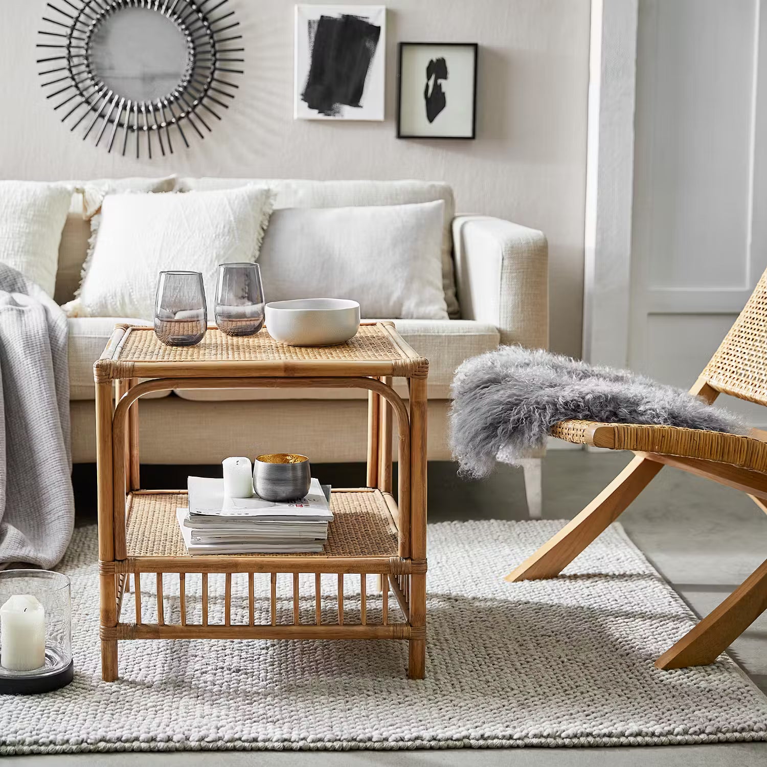 BOHO LOUNGE Couchtisch - Rattan - Natur