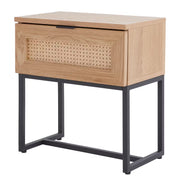 LITTLE VIENNA Nachttisch - Aluminium / Rattan / Eichenholzfurnier - Beige