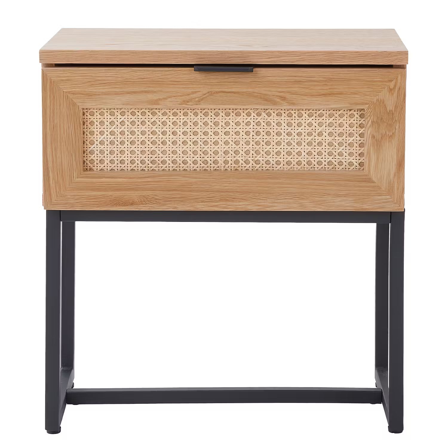 LITTLE VIENNA Nachttisch - Aluminium / Rattan / Eichenholzfurnier - Beige