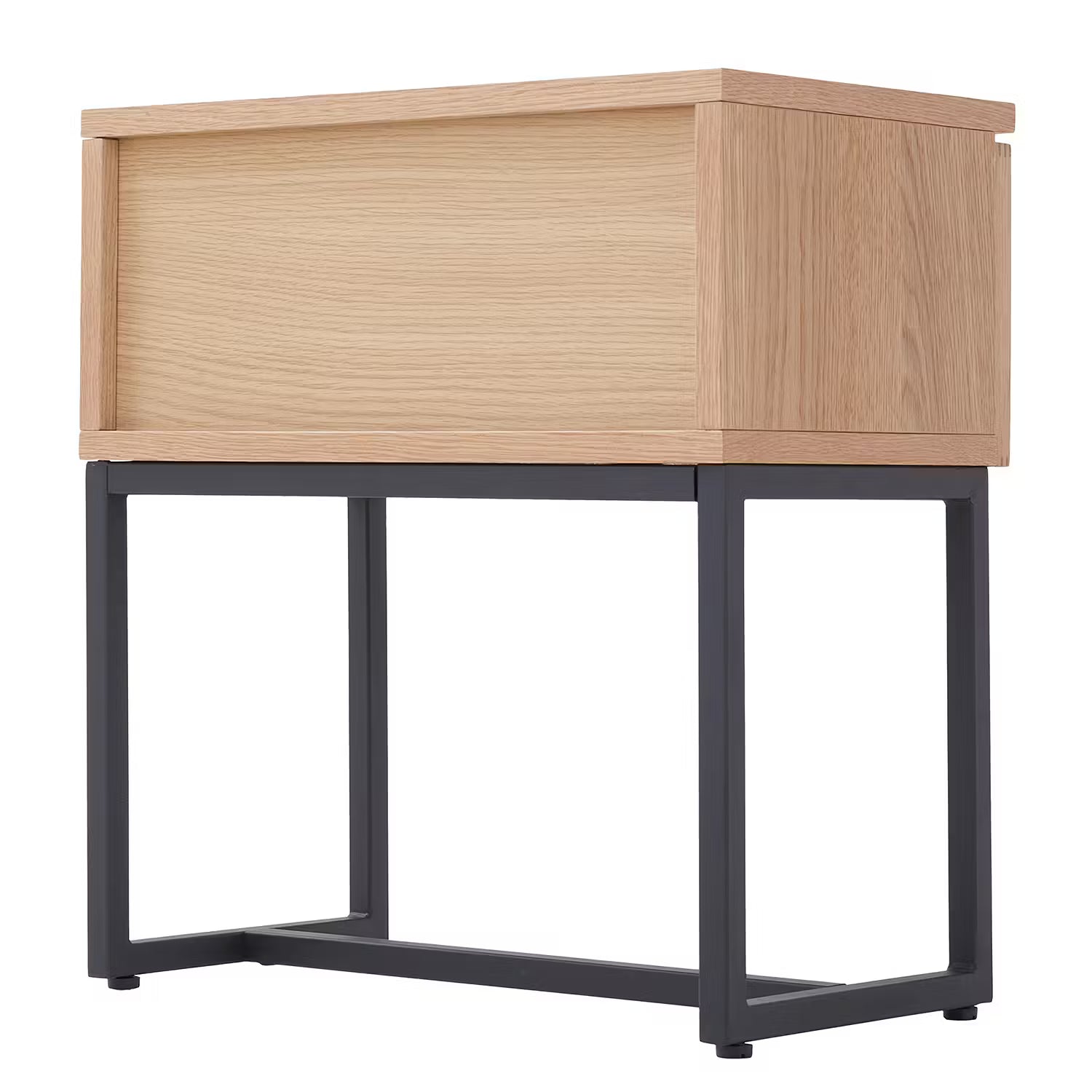 LITTLE VIENNA Nachttisch - Aluminium / Rattan / Eichenholzfurnier - Beige
