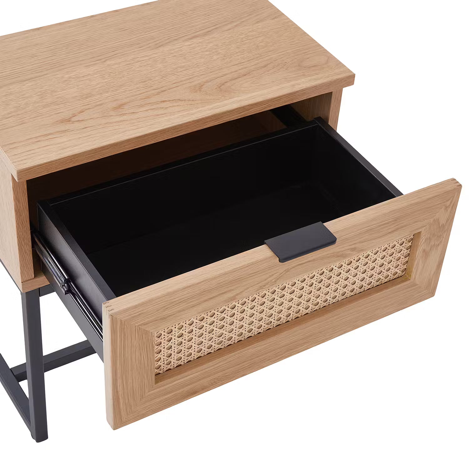 LITTLE VIENNA Nachttisch - Aluminium / Rattan / Eichenholzfurnier - Beige