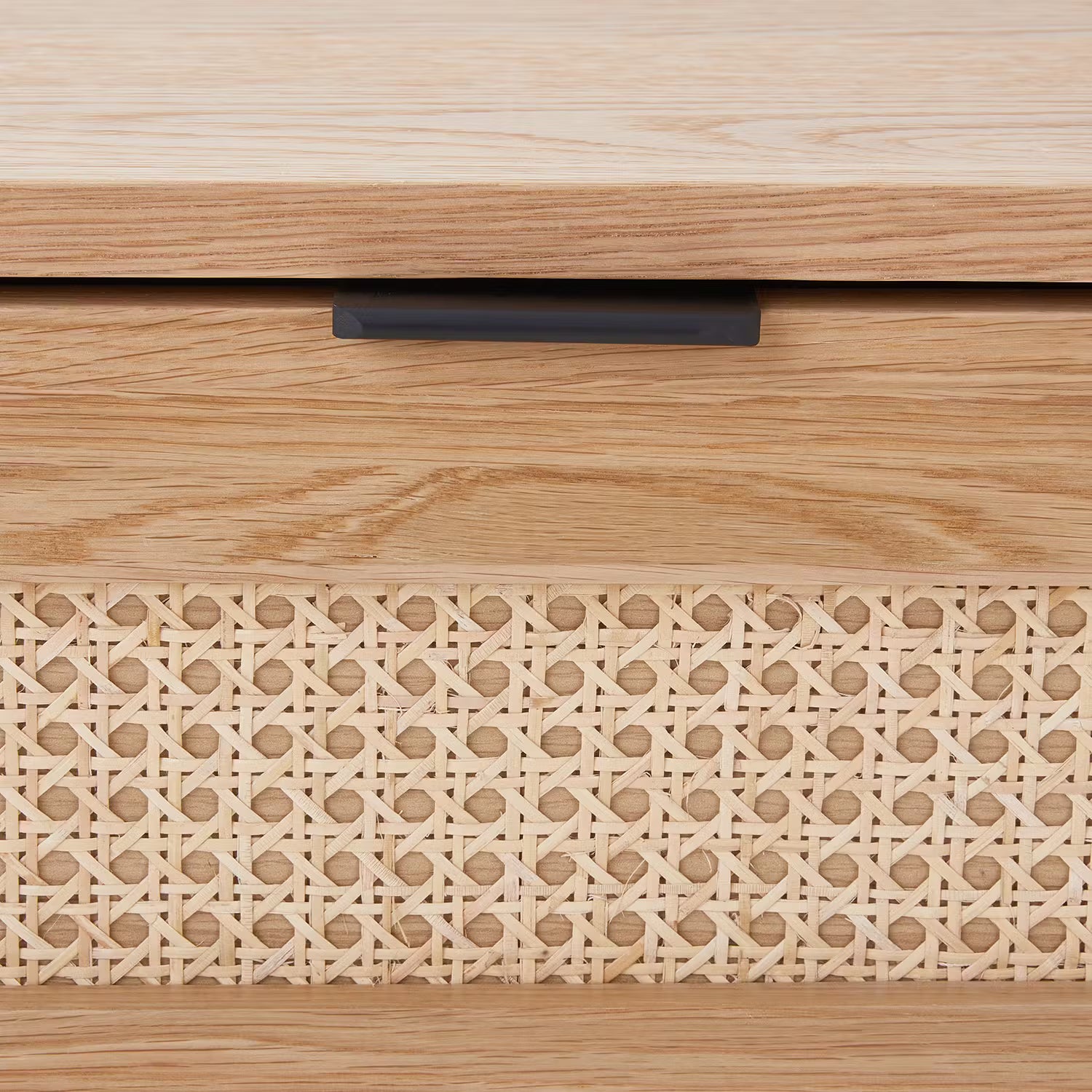 LITTLE VIENNA Nachttisch - Aluminium / Rattan / Eichenholzfurnier - Beige