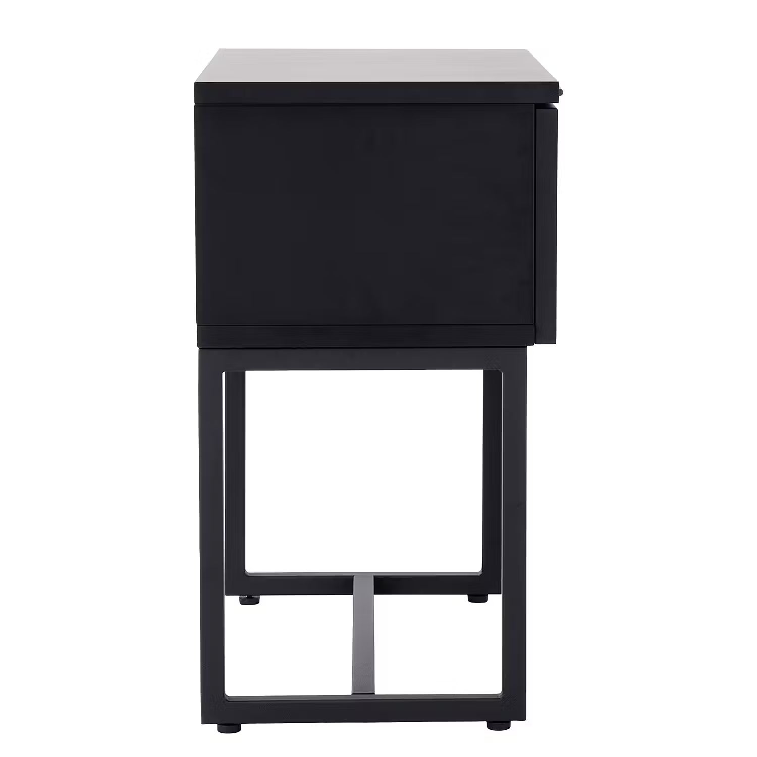 LITTLE VIENNA Nachttisch - Aluminium / Rattan / Eichenholzfurnier - Schwarz / Braun