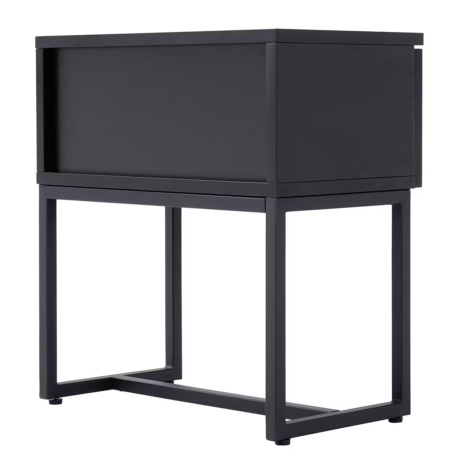 LITTLE VIENNA Nachttisch - Aluminium / Rattan / Eichenholzfurnier - Schwarz / Braun