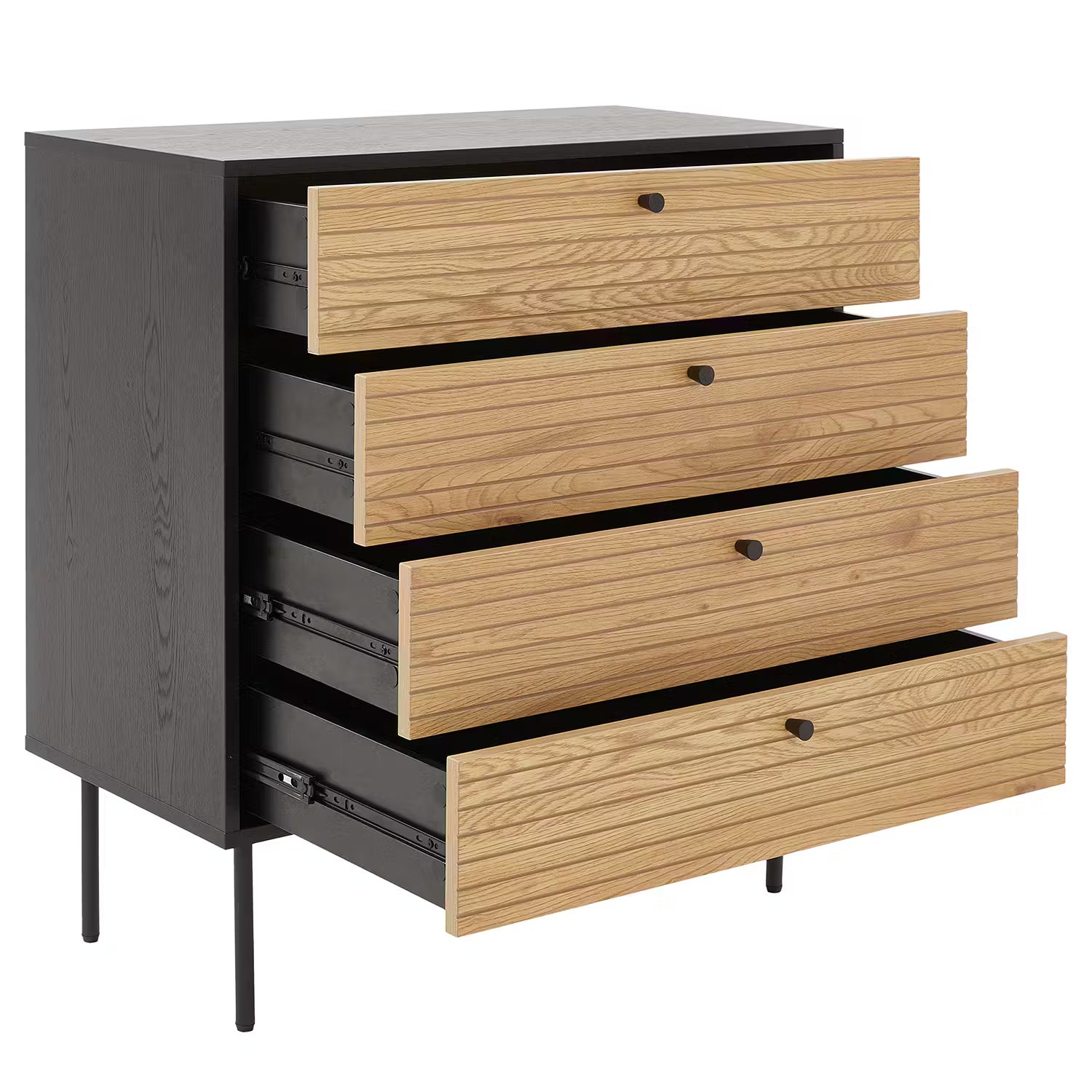 MODERNIST Kommode - Eichenfurnier / Aluminium - Schwarz / Natur